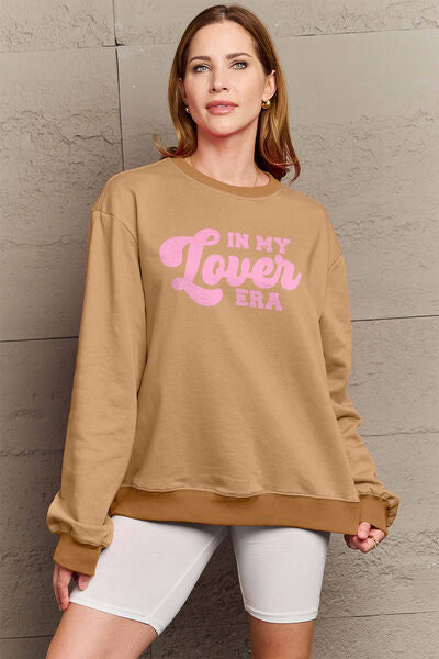 Simply Love Full Size IN MY LOVER ERA Round Neck Sweatshirt - Moonlight Boutique