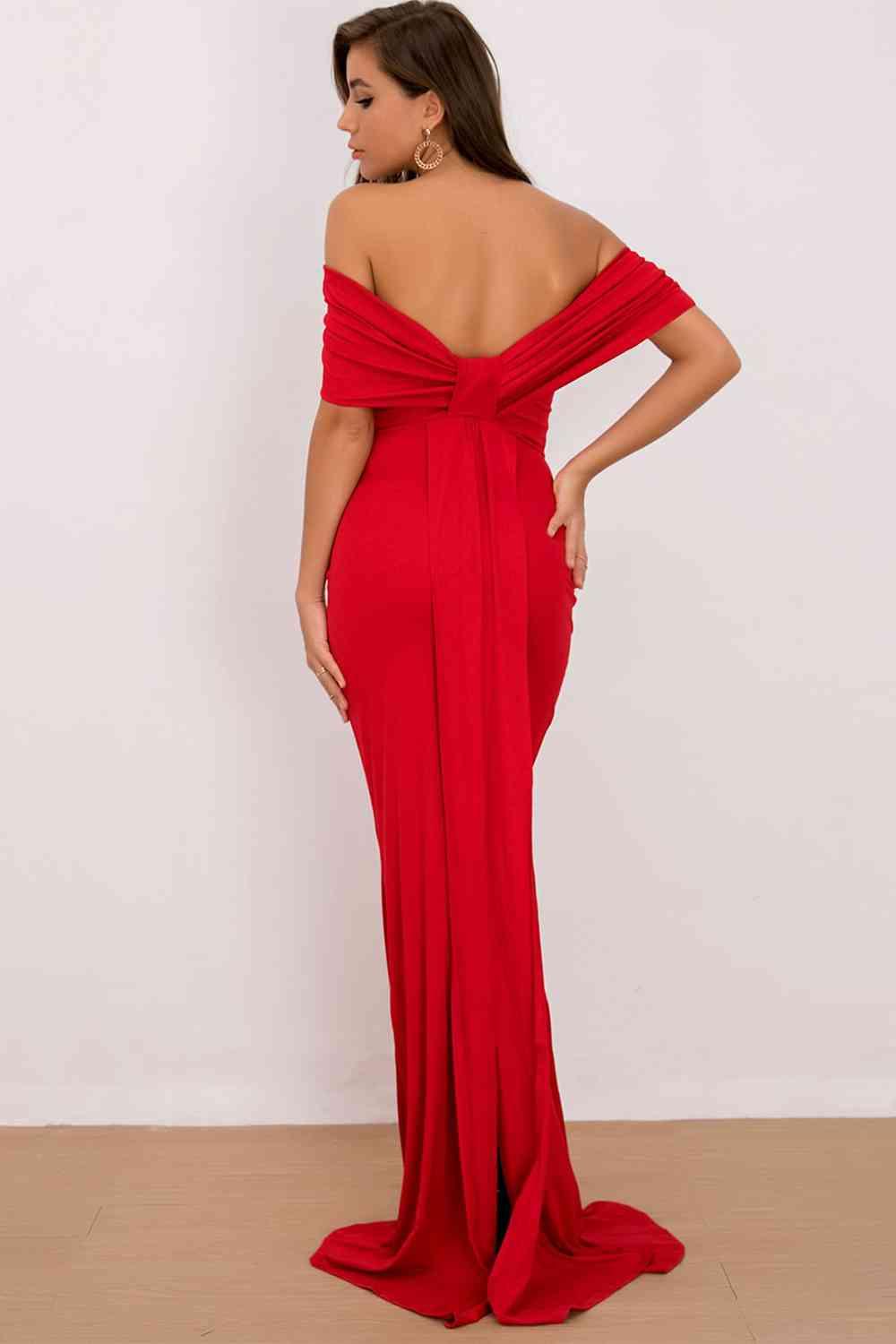 Off-Shoulder Floor Length Dress - Moonlight Boutique