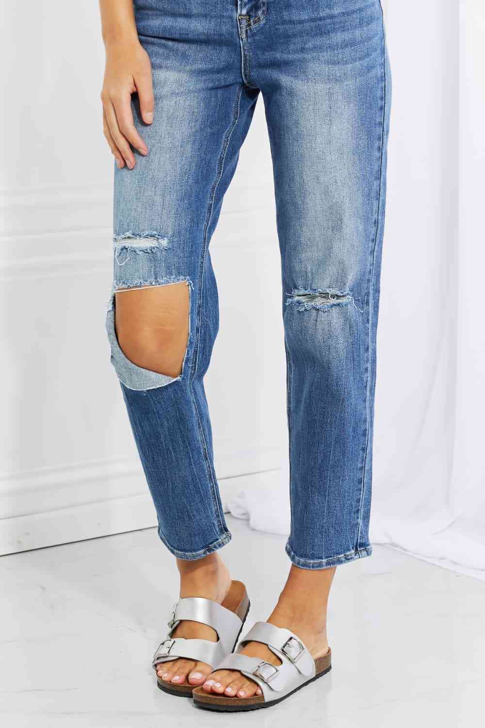 RISEN Full Size Emily High Rise Relaxed Jeans - Moonlight Boutique