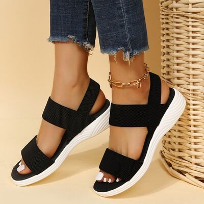 Rubber Open Toe Low Heel Sandals - Moonlight Boutique