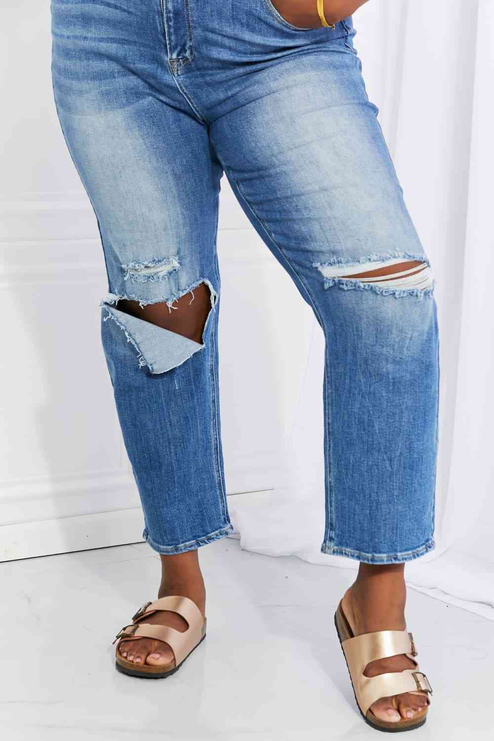 RISEN Full Size Emily High Rise Relaxed Jeans - Moonlight Boutique