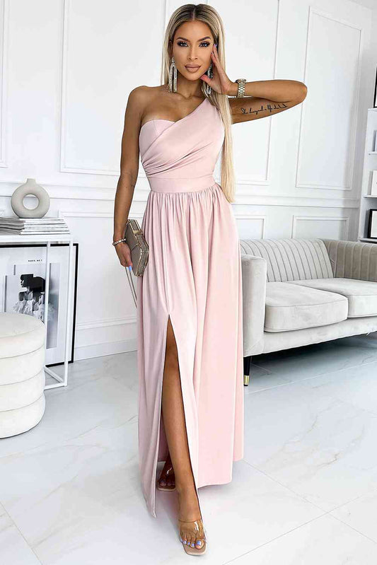 One-Shoulder Slit Maxi Dress - Moonlight Boutique