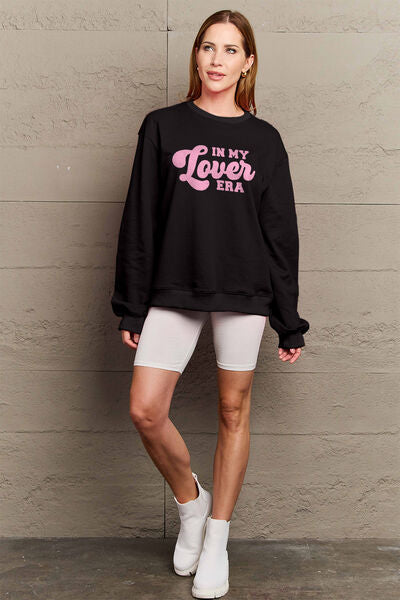 Simply Love Full Size IN MY LOVER ERA Round Neck Sweatshirt - Moonlight Boutique