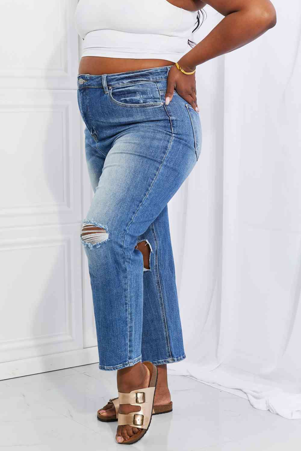 RISEN Full Size Emily High Rise Relaxed Jeans - Moonlight Boutique