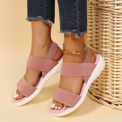 Rubber Open Toe Low Heel Sandals - Moonlight Boutique