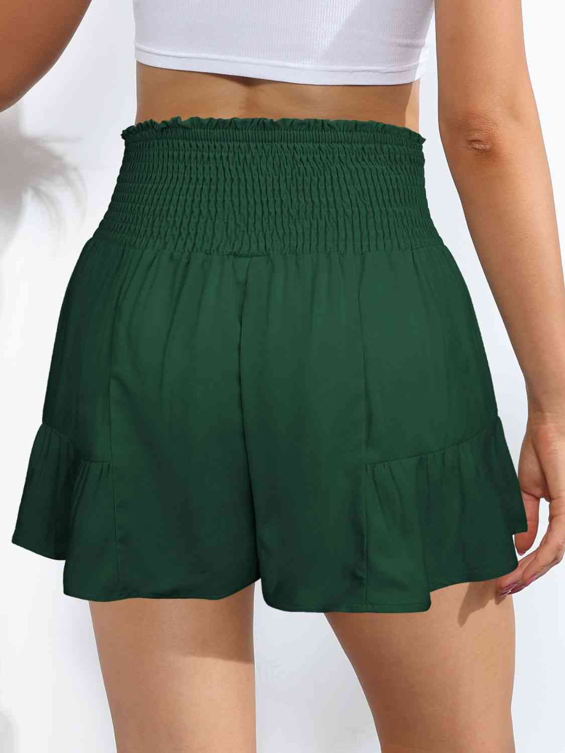 Smocked Tie-Front High-Rise Shorts - Moonlight Boutique