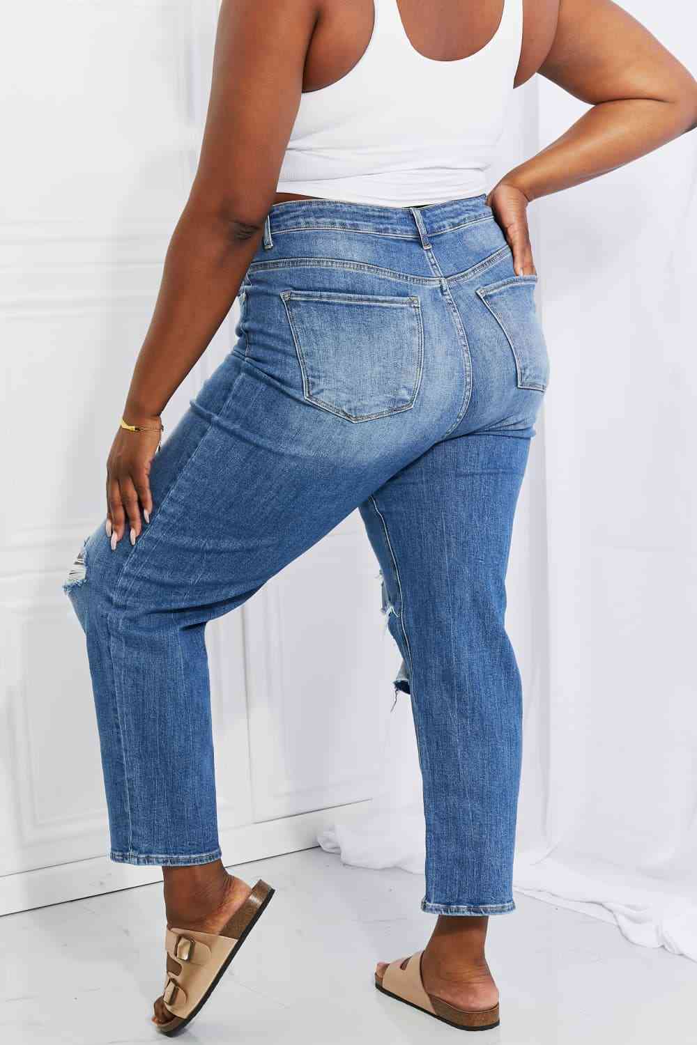 RISEN Full Size Emily High Rise Relaxed Jeans - Moonlight Boutique