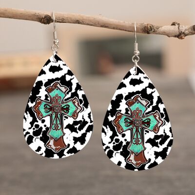 PU Leather Iron Hook Teardrop Earrings - Moonlight Boutique