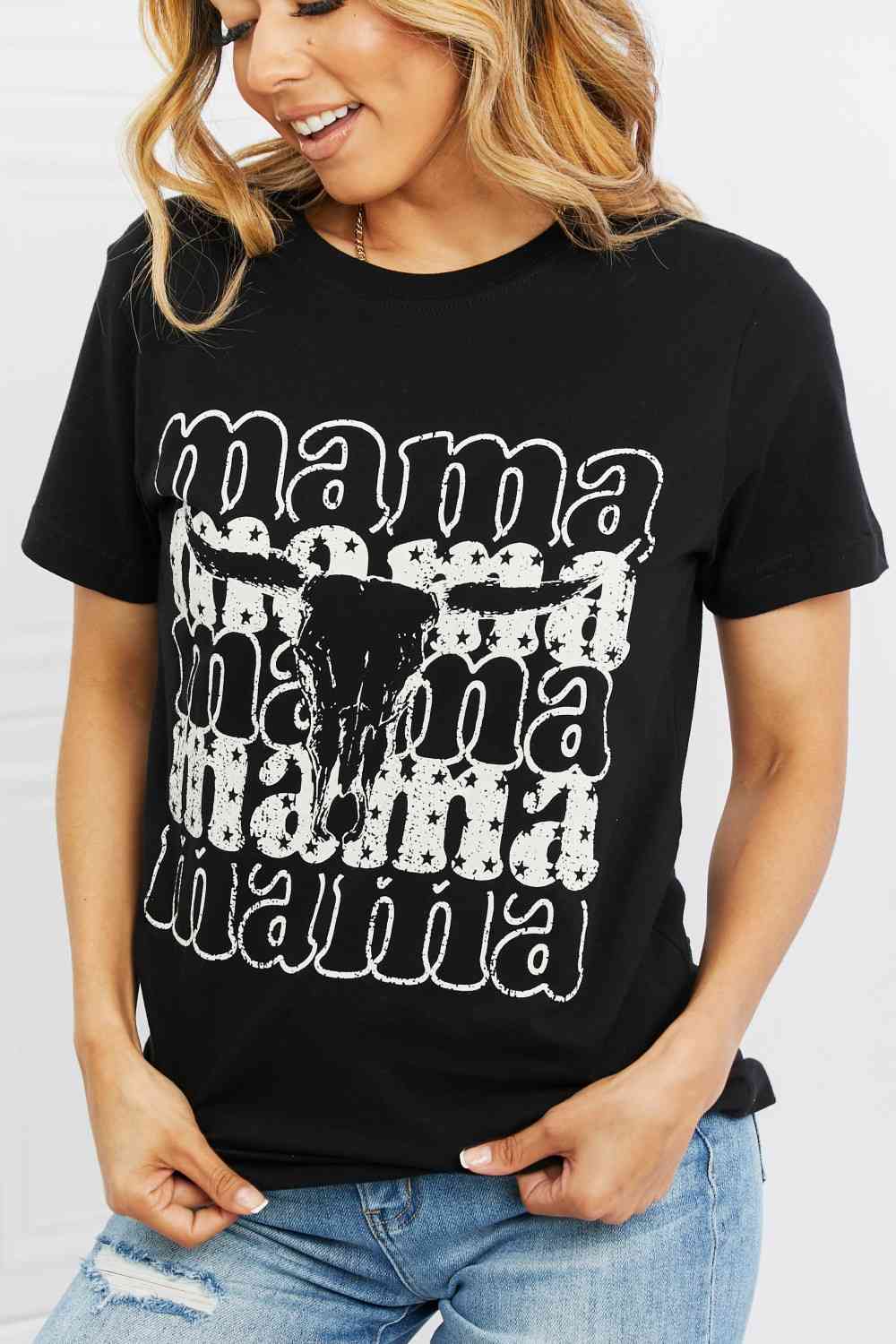 mineB I Got It From My Mama Full Size Graphic Tee in Black - Moonlight Boutique