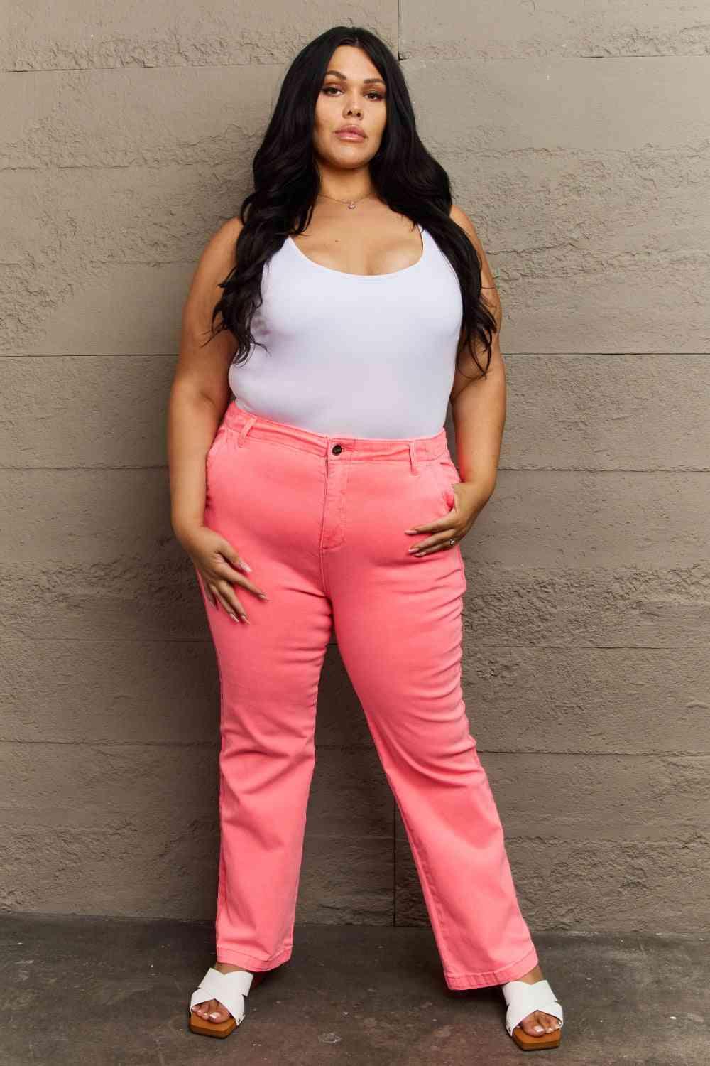 RISEN Kenya Full Size High Waist Side Twill Straight Jeans - Moonlight Boutique