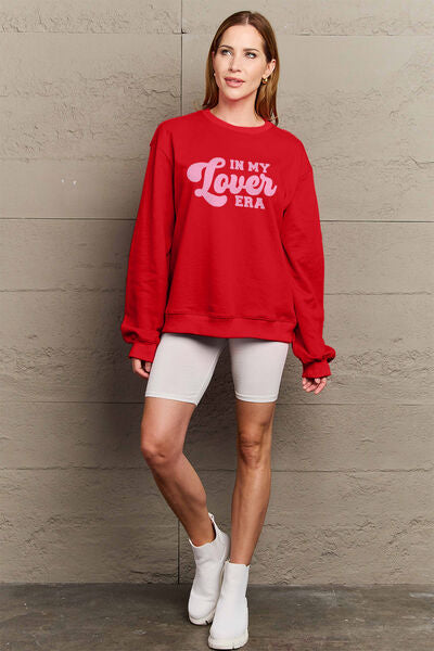 Simply Love Full Size IN MY LOVER ERA Round Neck Sweatshirt - Moonlight Boutique