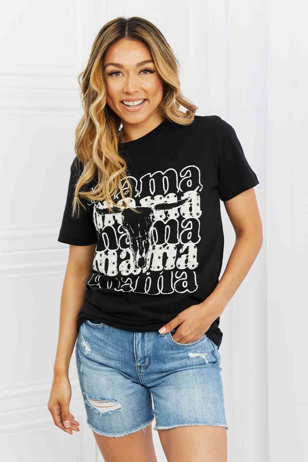 mineB I Got It From My Mama Full Size Graphic Tee in Black - Moonlight Boutique