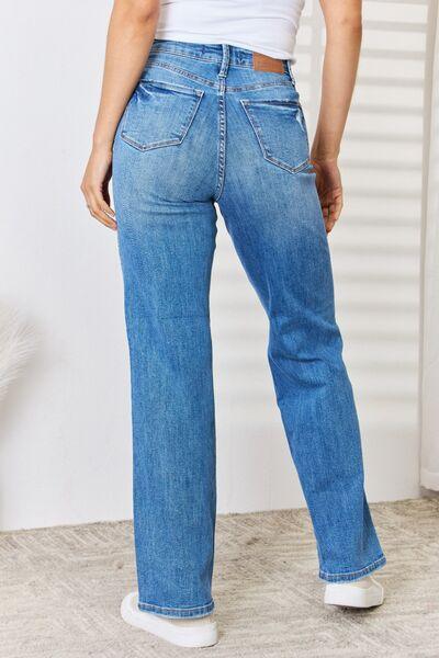 Judy Blue Full Size High Waist Distressed Straight-Leg Jeans - Moonlight Boutique