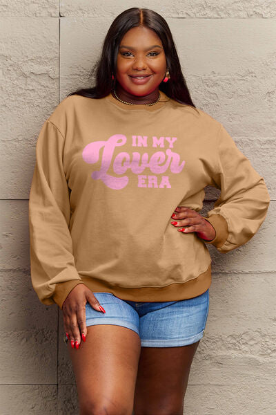 Simply Love Full Size IN MY LOVER ERA Round Neck Sweatshirt - Moonlight Boutique