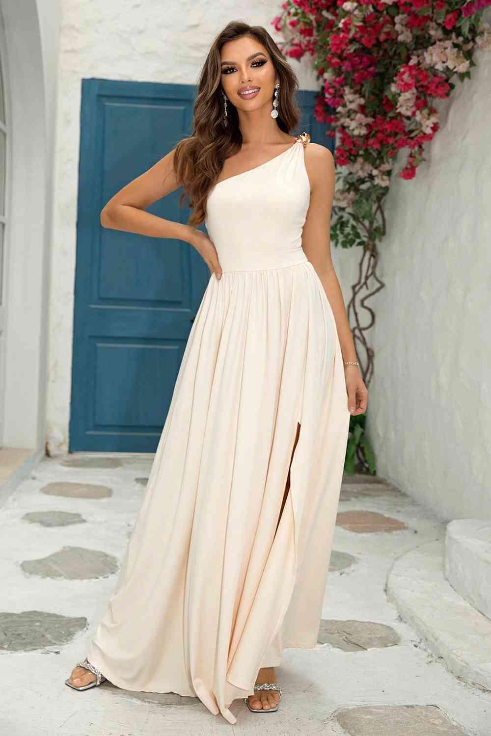 One-Shoulder Split Maxi Dress - Moonlight Boutique