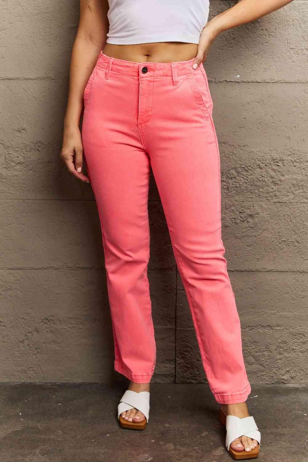 RISEN Kenya Full Size High Waist Side Twill Straight Jeans - Moonlight Boutique