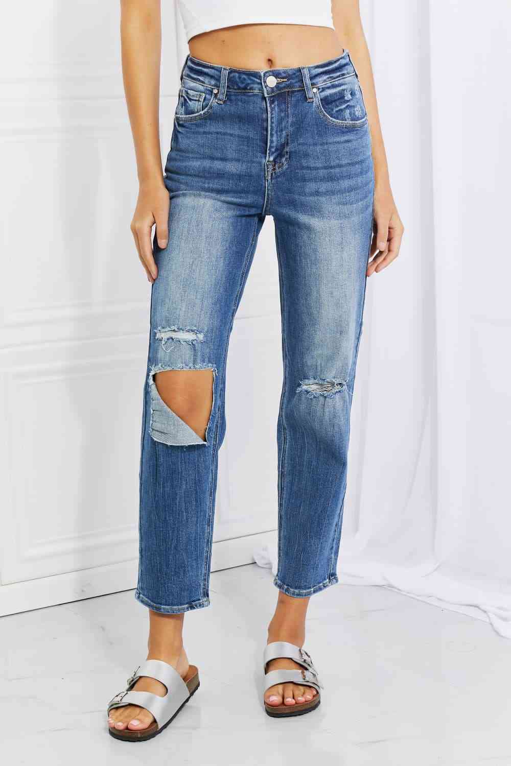 RISEN Full Size Emily High Rise Relaxed Jeans - Moonlight Boutique