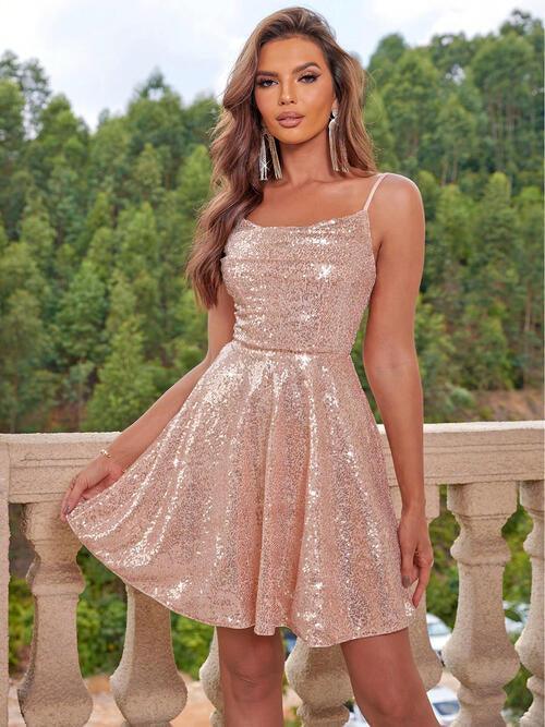 Sequin Tie Back Cami Dress - Moonlight Boutique