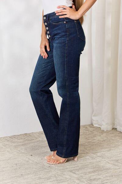 Judy Blue Full Size Button-Fly Straight Jeans - Moonlight Boutique