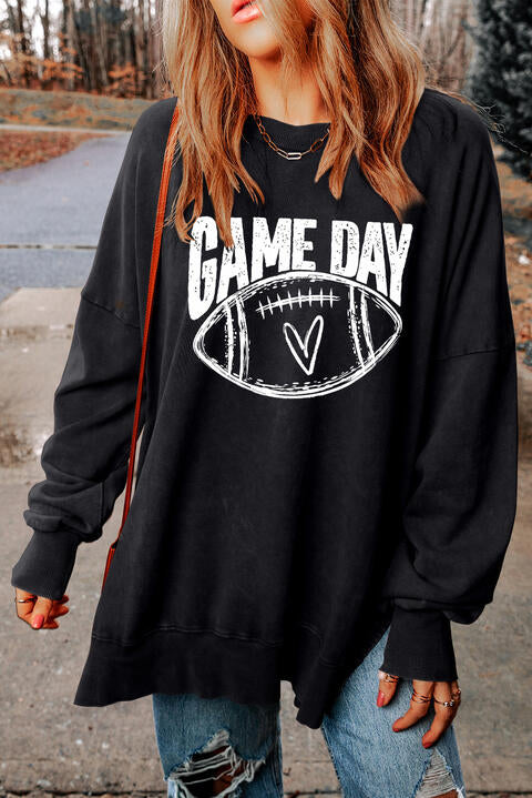 GAME DAY Graphic Slit Sweatshirt - Moonlight Boutique