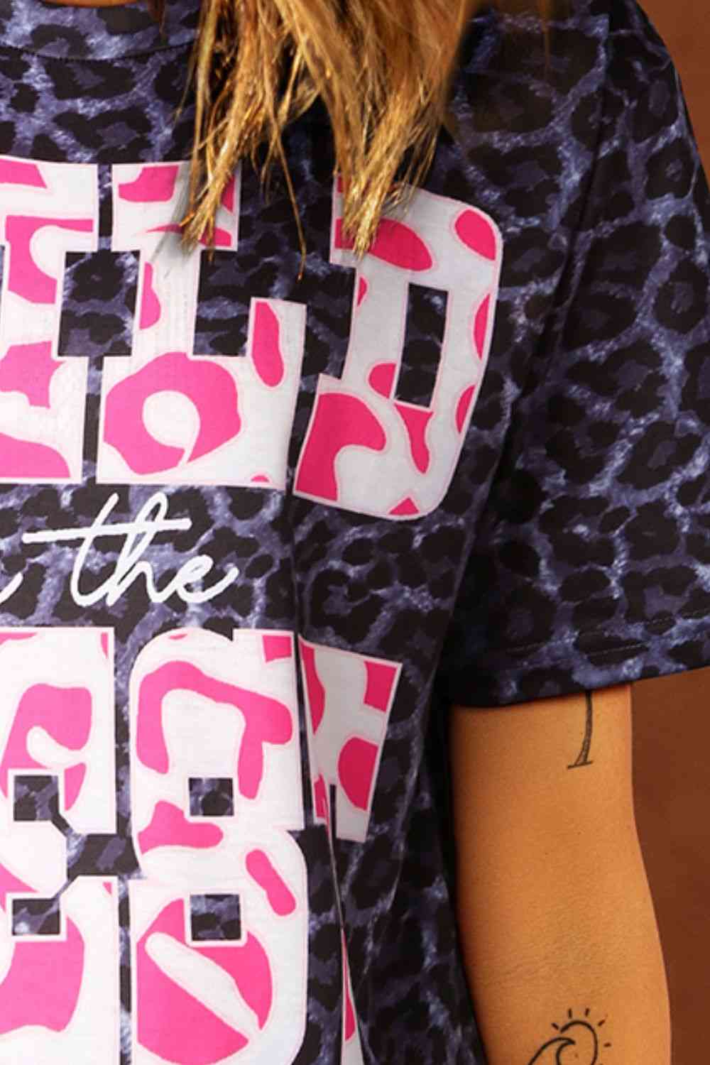 Slogan Graphic Leopard Tee - Moonlight Boutique