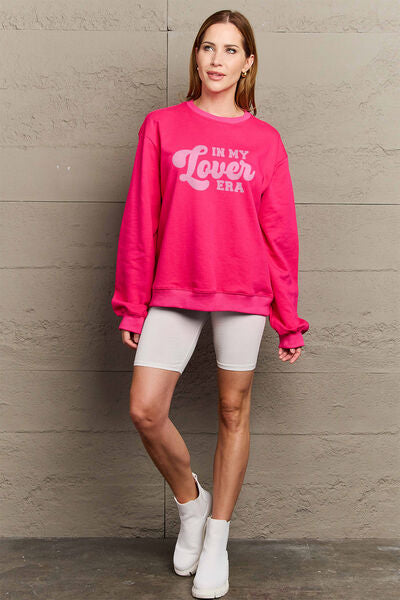 Simply Love Full Size IN MY LOVER ERA Round Neck Sweatshirt - Moonlight Boutique