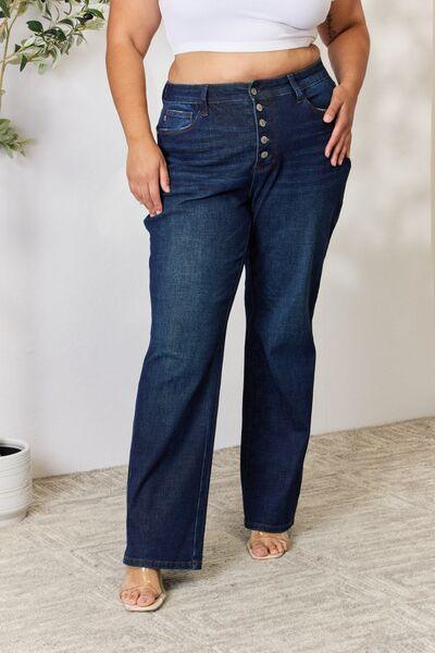 Judy Blue Full Size Button-Fly Straight Jeans - Moonlight Boutique