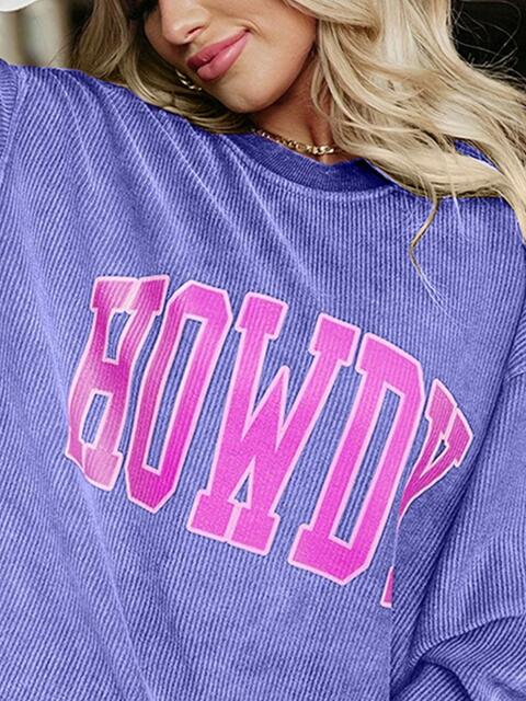 Full Size HOWDY Graphic Round Neck Sweatshirt - Moonlight Boutique