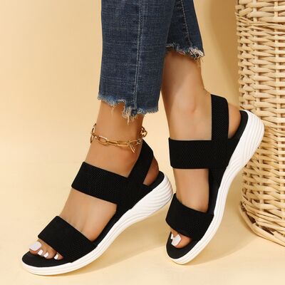 Rubber Open Toe Low Heel Sandals - Moonlight Boutique