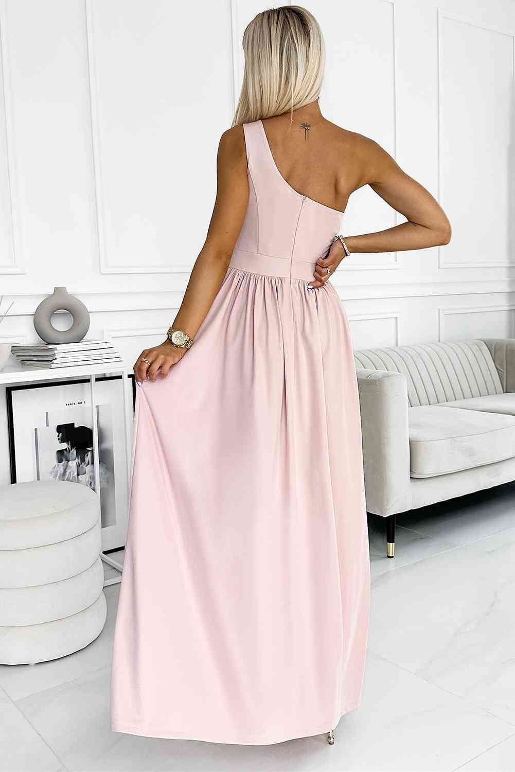 One-Shoulder Slit Maxi Dress - Moonlight Boutique