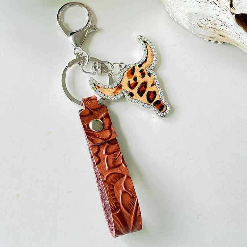 Rhinestone Bull Keychain - Moonlight Boutique