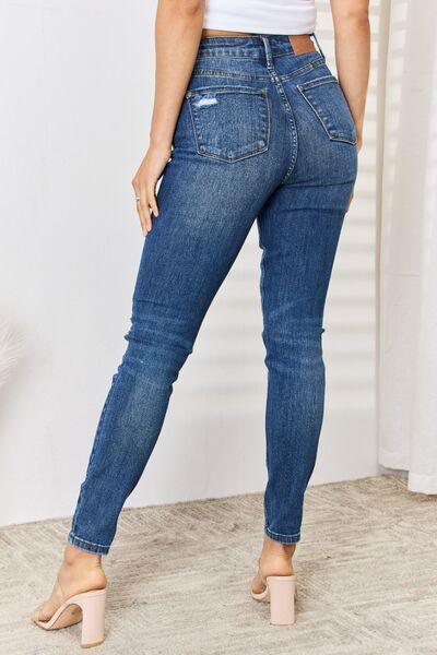 Judy Blue Full Size High Waist Distressed Slim Jeans - Moonlight Boutique