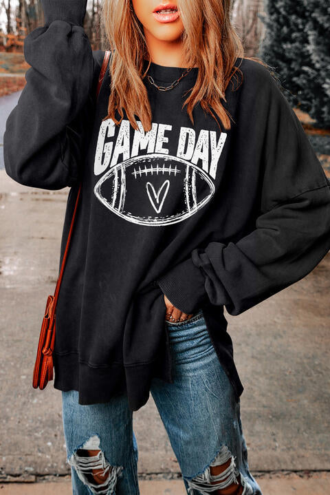 GAME DAY Graphic Slit Sweatshirt - Moonlight Boutique