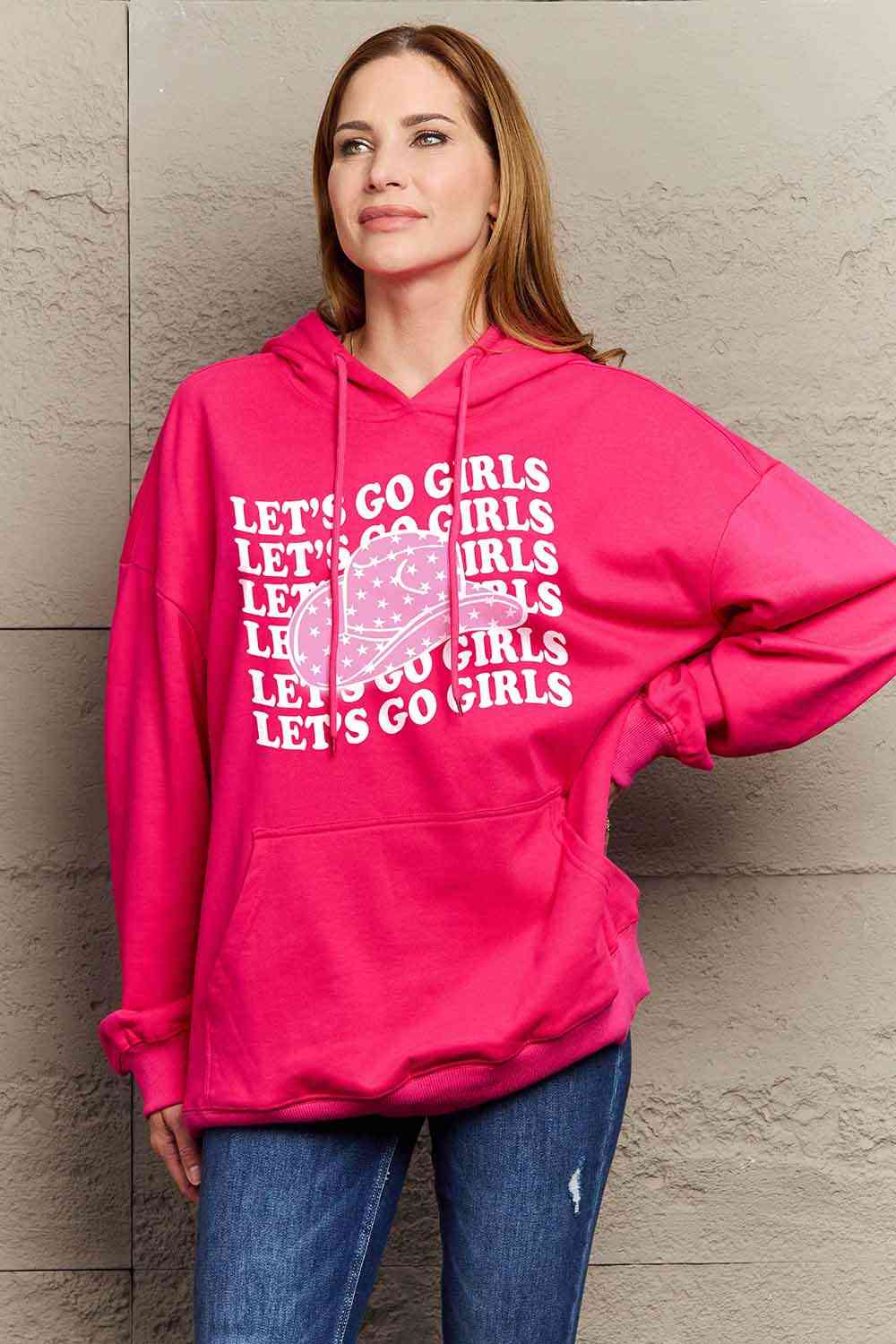 Simply Love Simply Love Full Size LET’S GO GIRLS Graphic Dropped Shoulder Hoodie - Moonlight Boutique