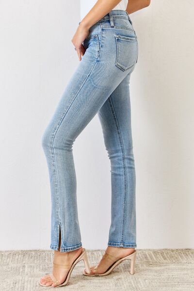 Kancan Full Size Mid Rise Y2K Slit Bootcut Jeans - Moonlight Boutique