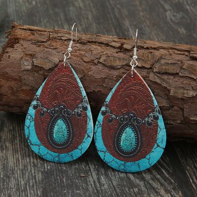 PU Leather Iron Hook Teardrop Earrings - Moonlight Boutique