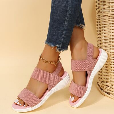 Rubber Open Toe Low Heel Sandals - Moonlight Boutique